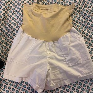 White full panel maternity shorts